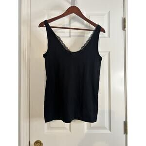 Banana Republic Black Lace Trim Camisole Tank Top Women’s Large Stretch